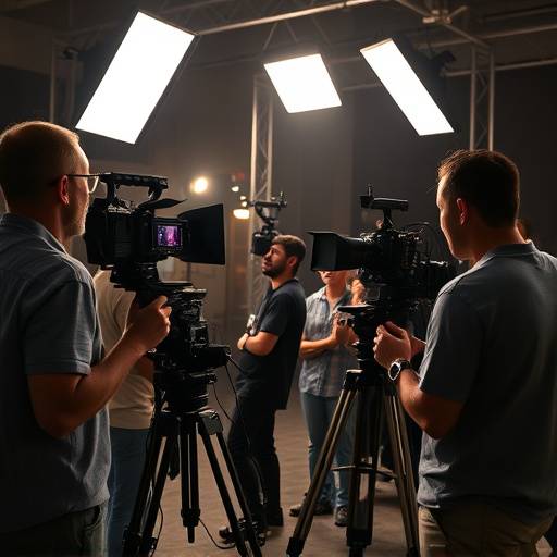 Film Production: Students working on set with professional equipment