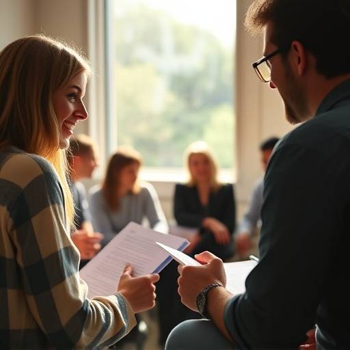 Screenwriting Masterclass: Instructor giving feedback to students brainstorming ideas for a feature film screenplay.